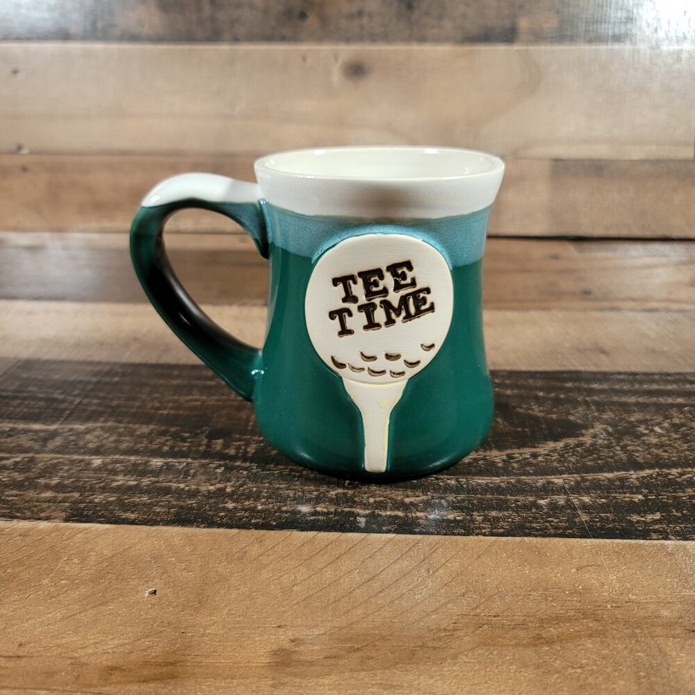 Golf Tee Time Coffee Mug Golf Pottery 16 OZ Mug Art Deco Coffee Mug